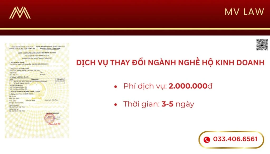 Dịch vụ thay đổi ngành nghề Hộ kinh doanh