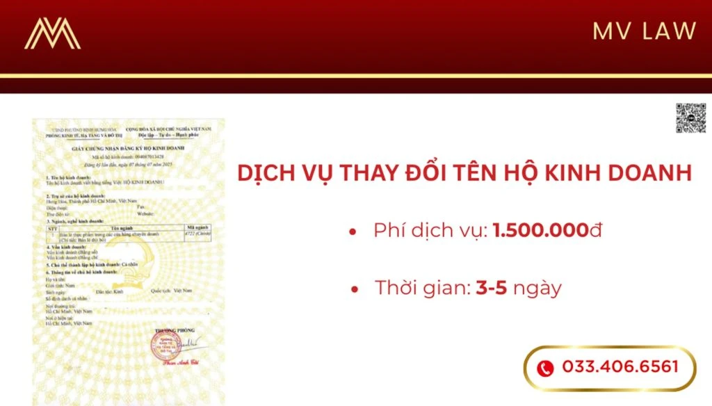 Dịch vụ thay đổi tên Hộ kinh doanh